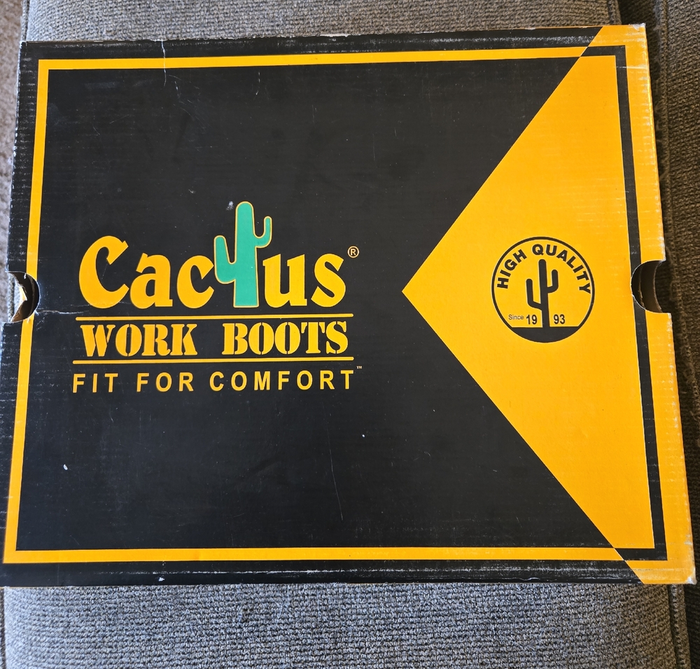 Cactus Black and Yellow Work Boots Packaging